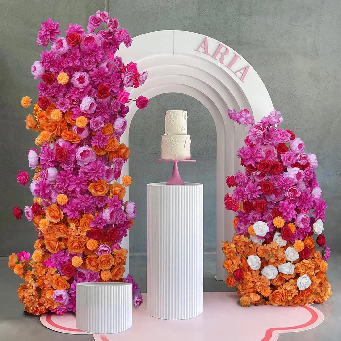 Faux Floral Stands Orange & Pink