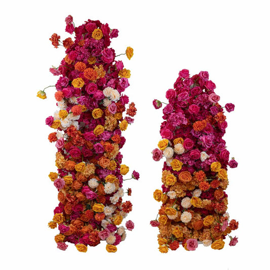 Faux Floral Stands Orange & Pink