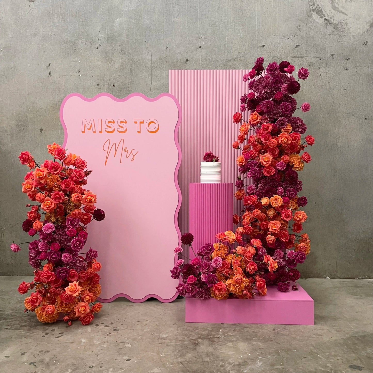 Faux Floral Stands Orange & Pink